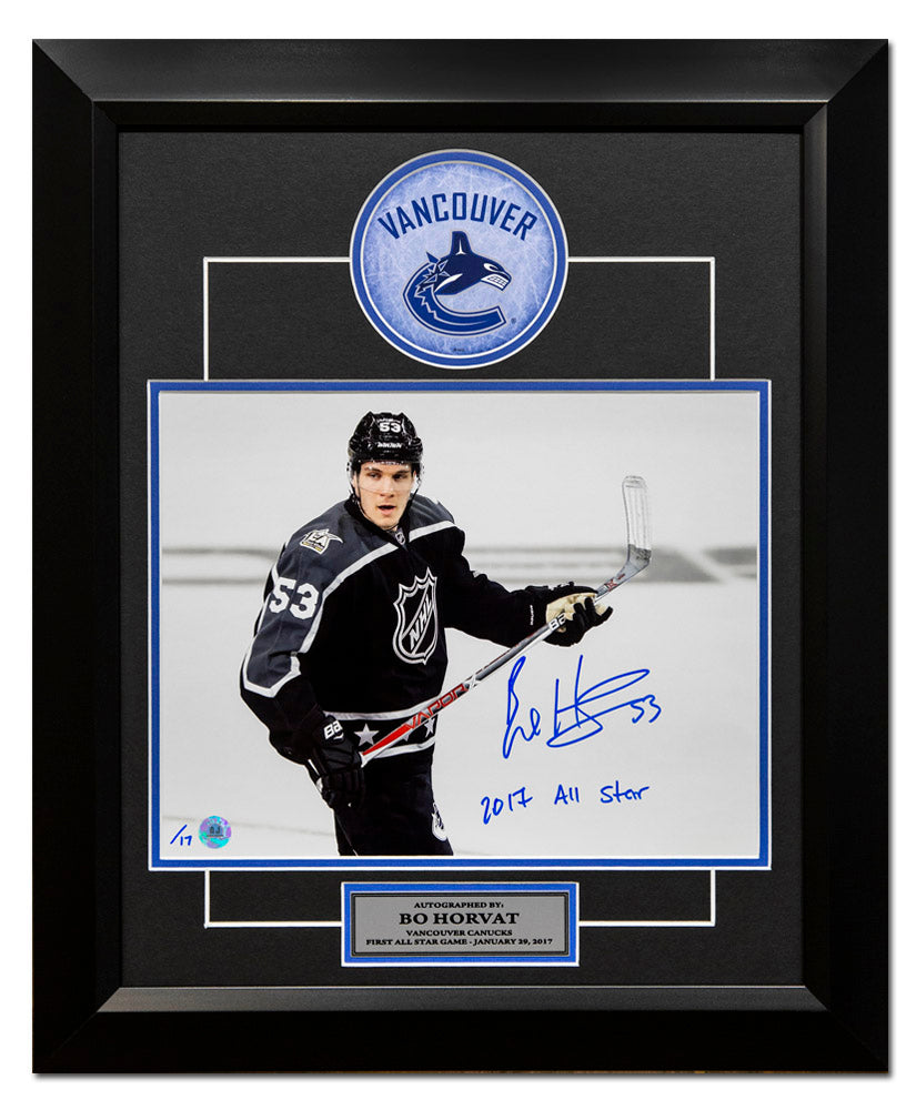 Bo Horvat 2017 All Star Game Signed with 2017 All Star Note 20x24 Frame #/17 | AJ Sports.