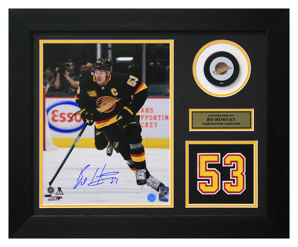 Bo Horvat Vancouver Canucks Signed 50th Anniversary 20x24 Number Frame | AJ Sports.