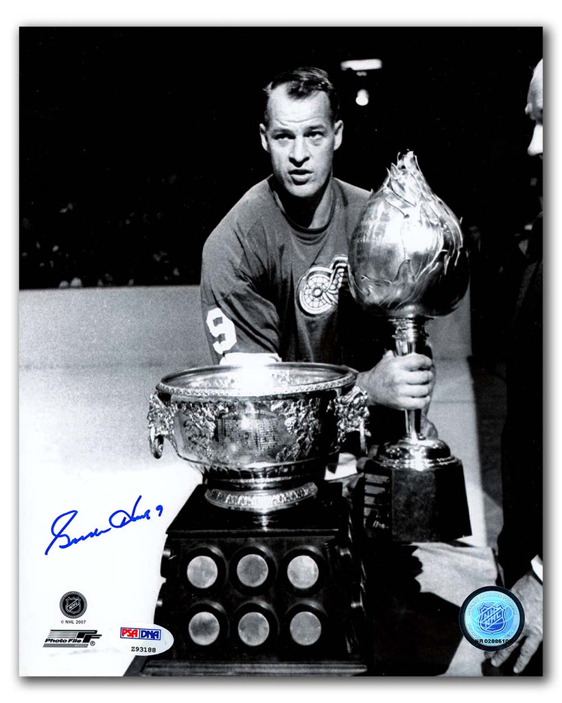 Gordie Howe Detroit Red Wings Autographed Hart and Art Ross 8x10 Photo | AJ Sports.