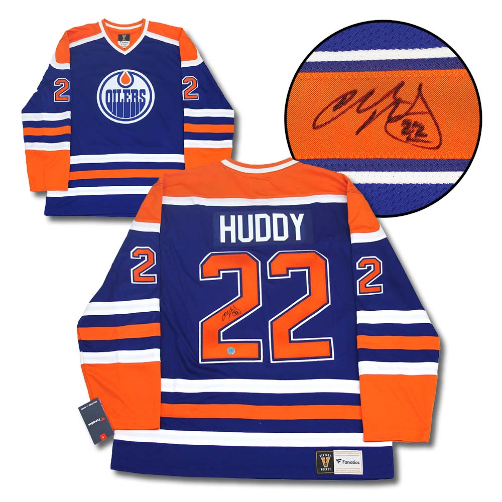 Charlie Huddy Edmonton Oilers Signed Retro Fanatics Jersey | AJ Sports.