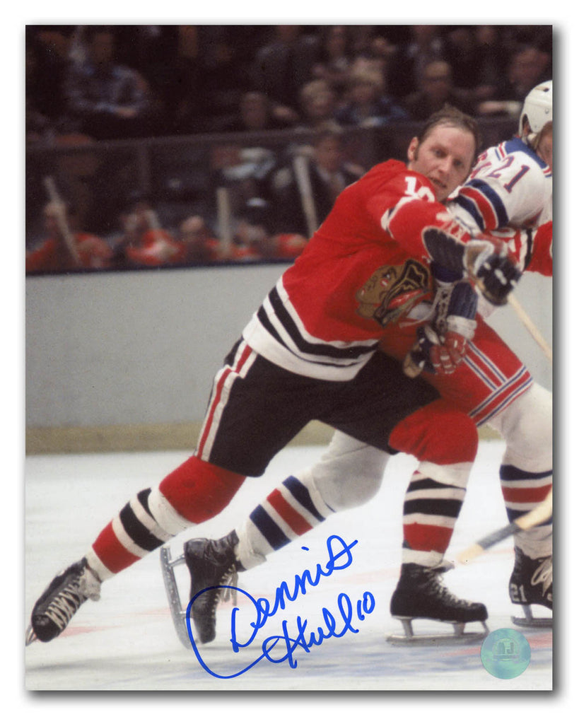 Dennis Hull Chicago Blackhawks Signed Vintage Hockey 8x10 Photo | AJ Sports.