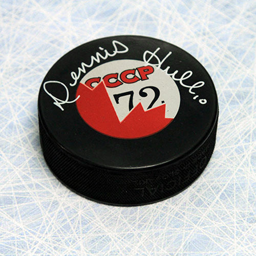 Dennis Hull Signed 1972 Summit Series Canada CCCP Hockey Puck | AJ Sports.