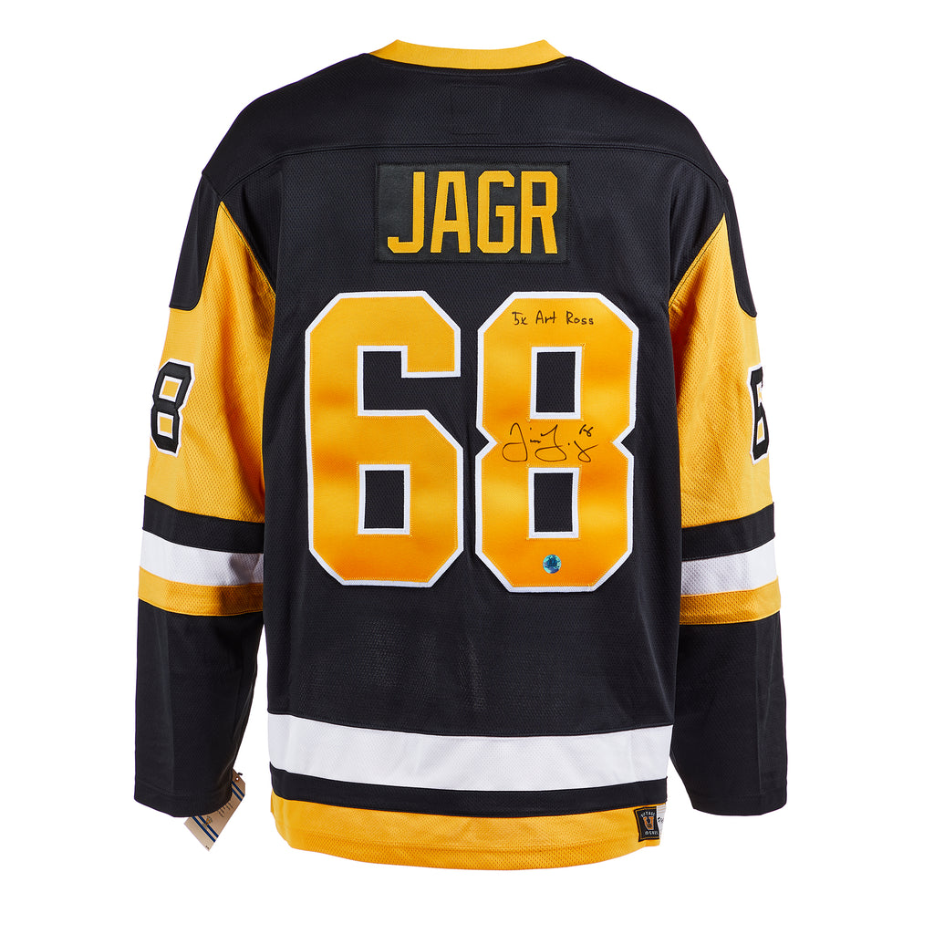 Jaromir Jagr Pittsburgh Penguins Signed 5x Art Ross Vintage Fanatics Jersey | AJ Sports.