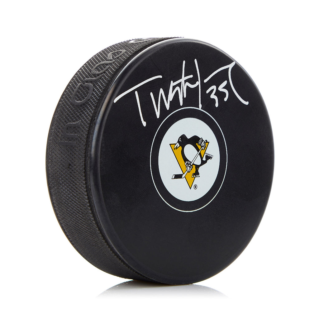 Tristan Jarry Pittsburgh Penguins Autographed Hockey Puck | AJ Sports.