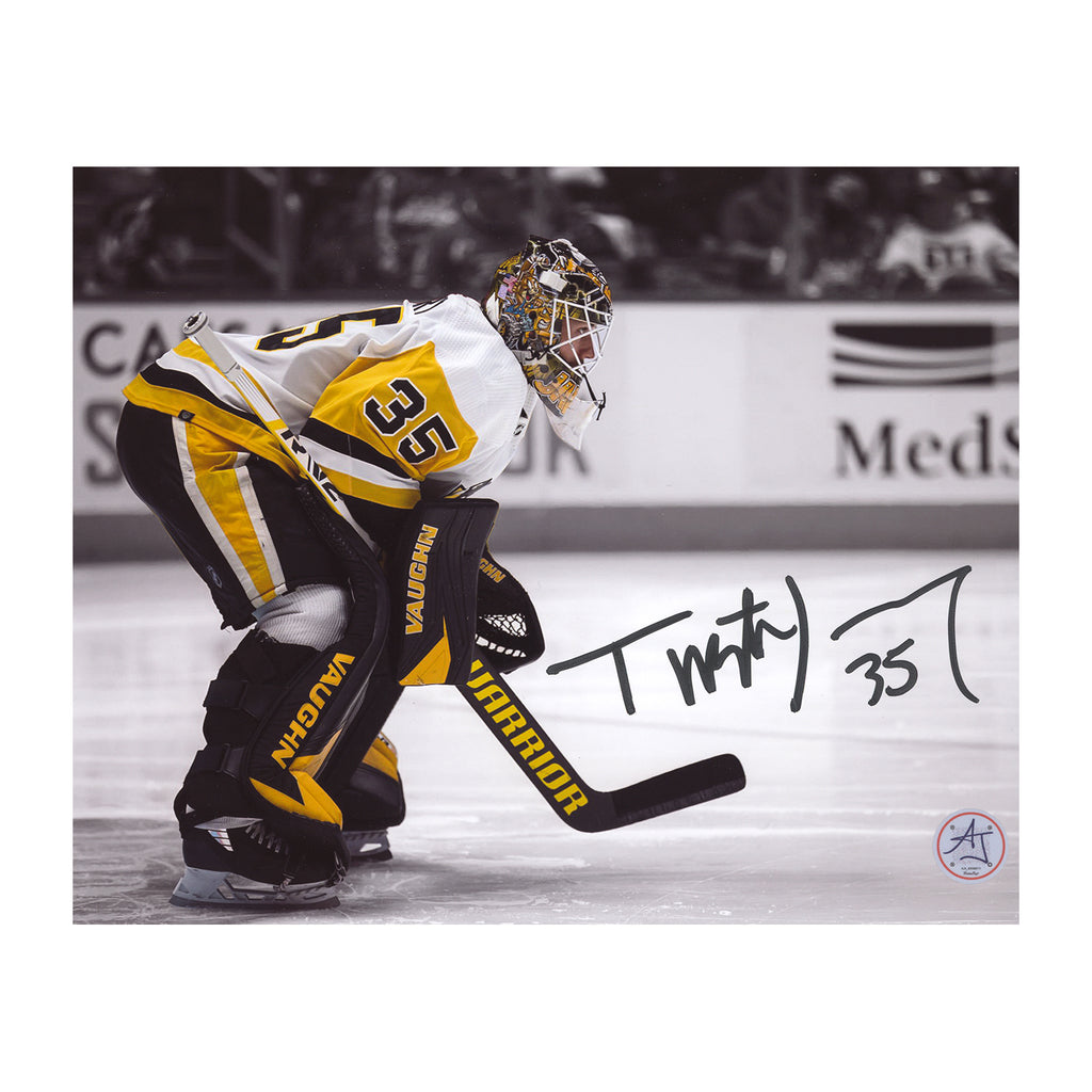 Framed Tristan Jarry Pittsburgh Penguins Autographed 16 x 20 Black Jersey  in Net Photograph