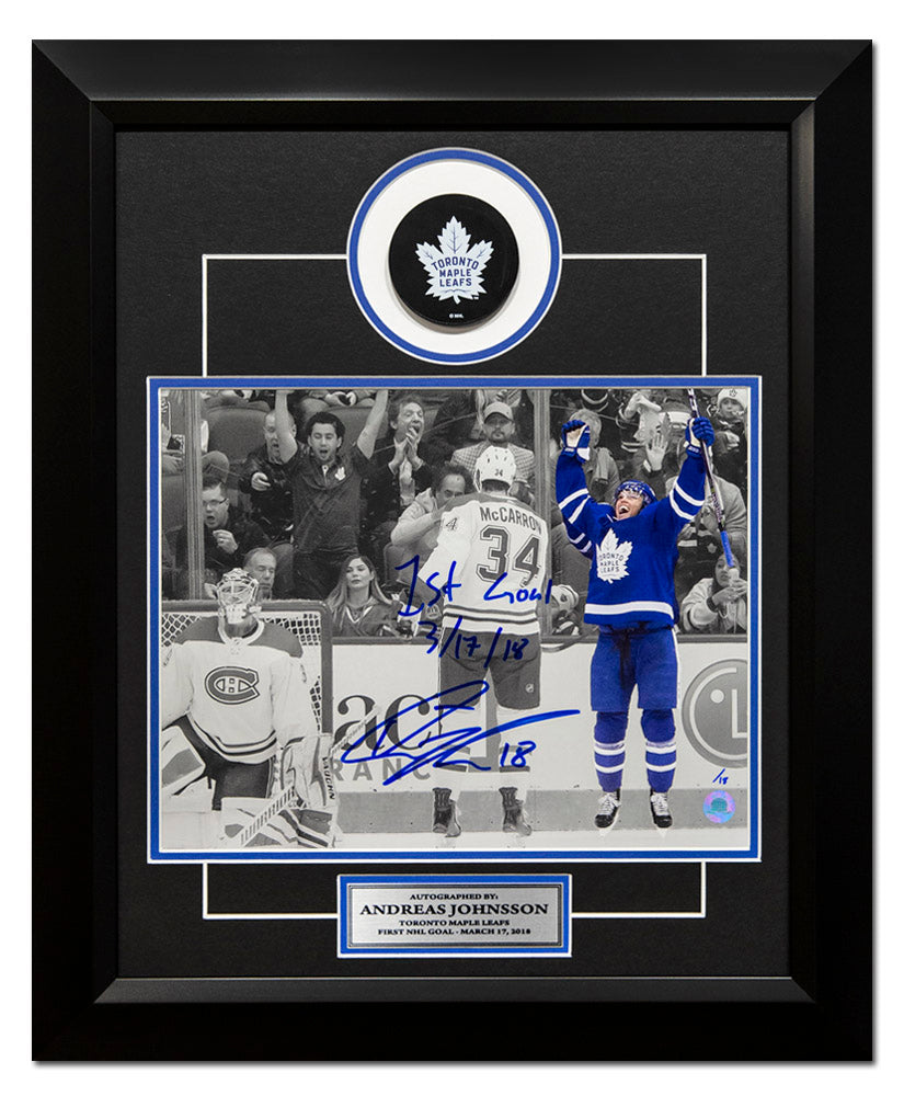 Andreas Johnsson Toronto Maple Leafs Signed & Dated 1st Goal 20x24 Frame #/18 | AJ Sports.