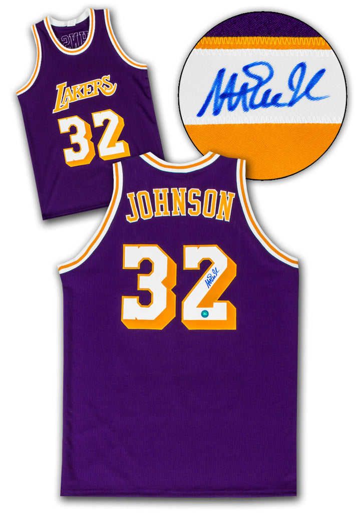Magic Johnson Los Angeles Lakers Signed Basketball Jersey | AJ Sports.