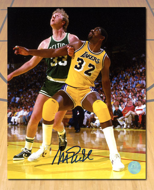 Magic Johnson Los Angeles Lakers Autographed Rivalry vs Larry Bird 8x10 Photo | AJ Sports.