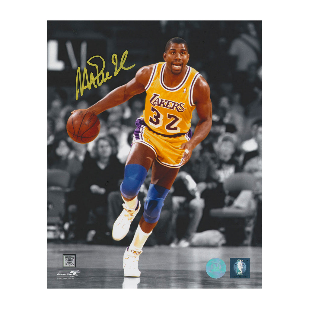 Magic Johnson Los Angeles Lakers Signed Color Isolation 8x10 Photo | AJ Sports.