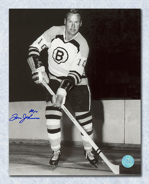Tom Johnson Boston Bruins Autographed Black & White 8x10 Photo | AJ Sports.
