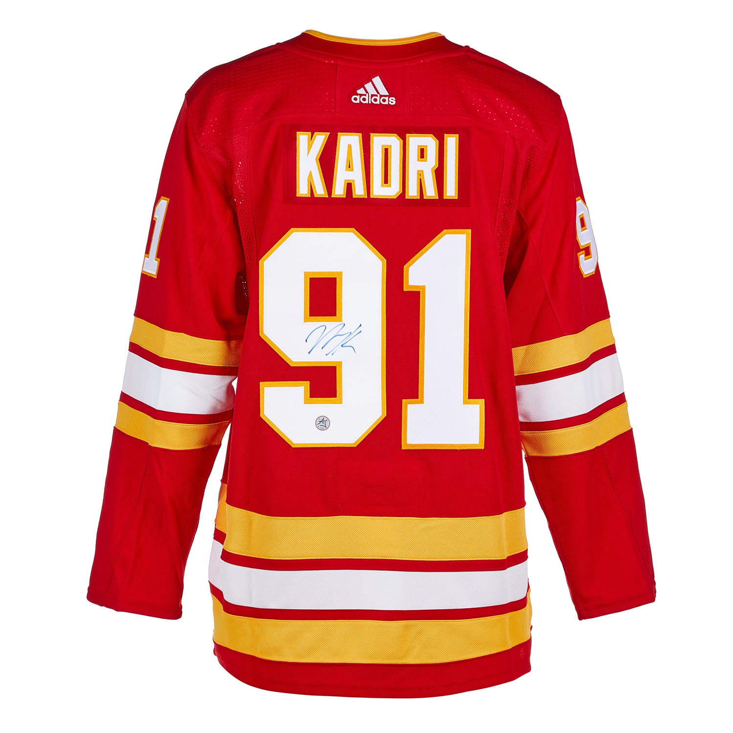 Men's NHL Calgary Flames Nazem Kadri Adidas Primegreen Home Red - Authentic Jersey with ON ICE Cresting