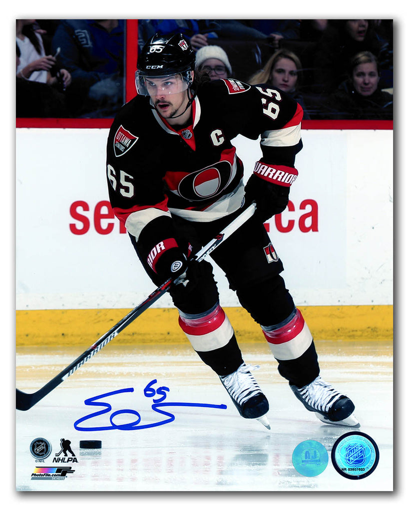 Erik Karlsson Ottawa Senators Autographed Retro Jersey Game Action 8x10 Photo | AJ Sports.