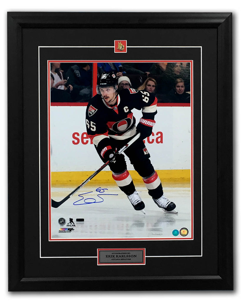 Erik Karlsson Ottawa Senators Autographed Retro Jersey Game 26x32 Frame | AJ Sports.