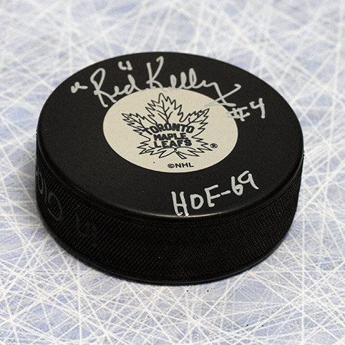 Red Kelly Toronto Maple Leafs Signed Hockey Puck with HOF Note | AJ Sports.