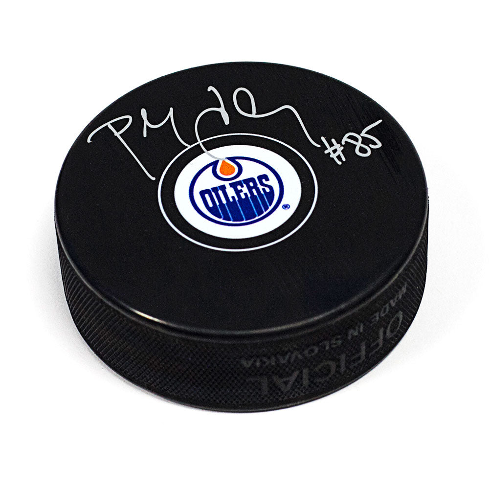 Petr Klima Edmonton Oilers Autographed Hockey Puck | AJ Sports.
