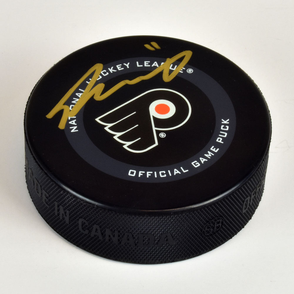 Travis Konecny Philadelphia Flyers Signed Official Game Puck | AJ Sports.