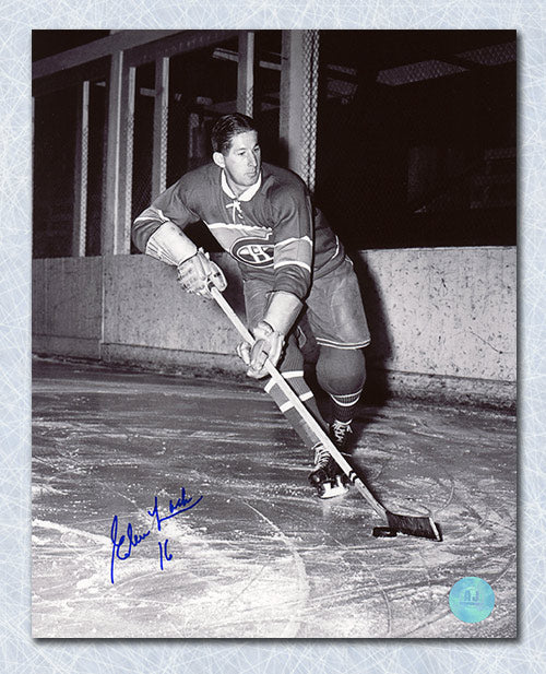 Elmer Lach Montreal Canadiens Autographed Playmaker 8x10 Photo | AJ Sports.