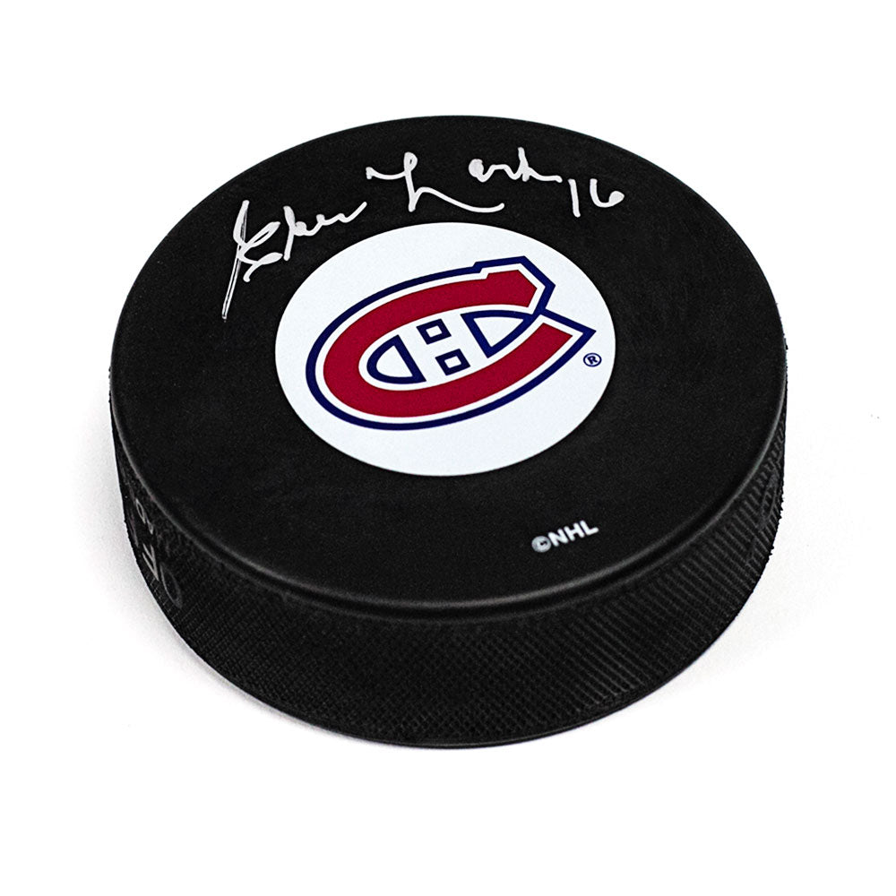 Elmer Lach Montreal Canadiens Signed Hockey Puck with HOF Note | AJ Sports.