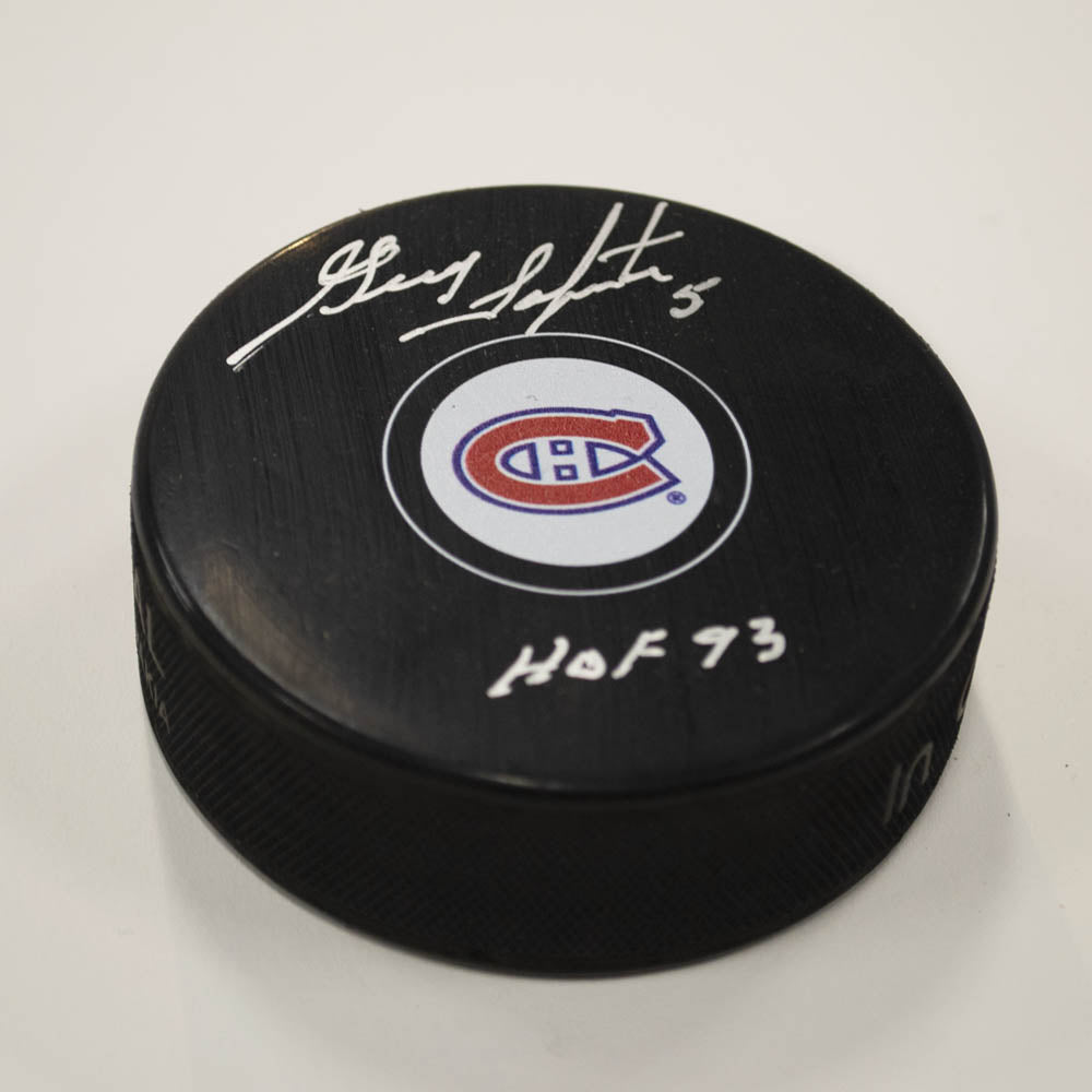 Guy Lapointe Montreal Canadiens Signed Hockey Puck with HOF Note | AJ Sports.