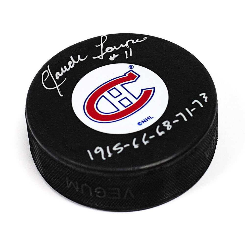 Claude Larose Montreal Canadiens Autographed Hockey Puck | AJ Sports.