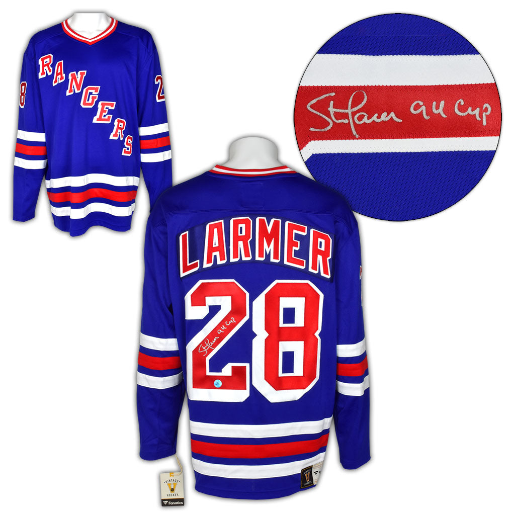 Steve Larmer New York Rangers Signed Retro Fanatics Jersey | AJ Sports.