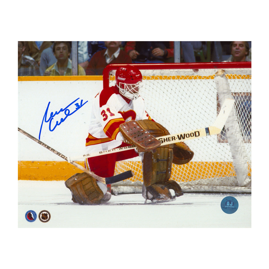 Reggie Lemelin Calgary Flames Autographed Kicksave 8x10 Photo | AJ Sports.