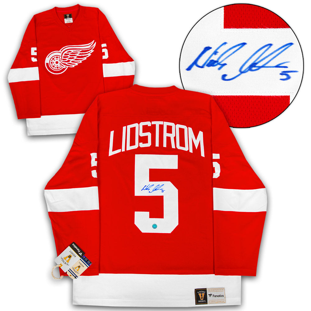 Nicklas Lidstrom Detroit Red Wings Signed Retro Fanatics Jersey | AJ Sports.