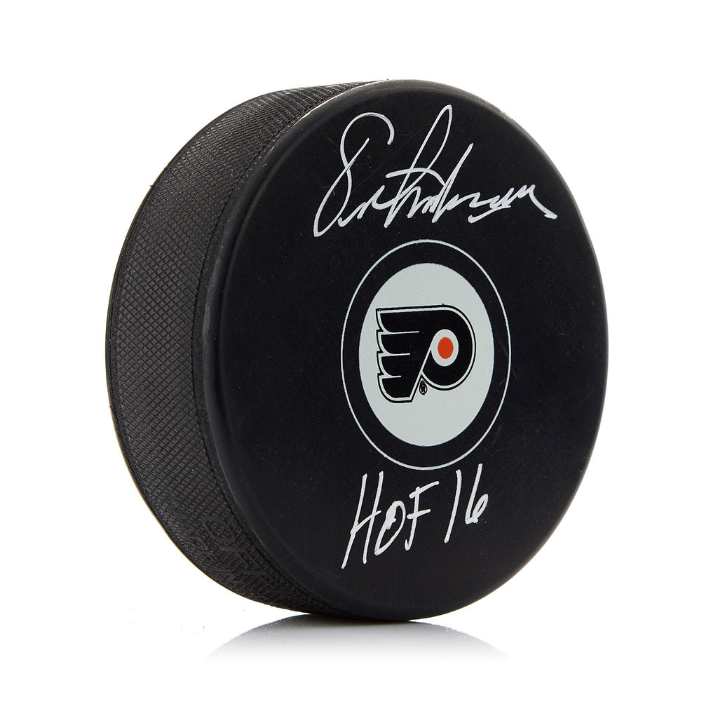 Eric Lindros Philadelphia Flyers Signed Puck with HOF Note | AJ Sports.