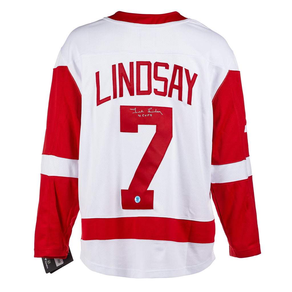 Ted Lindsay Detroit Red Wings Signed White Fanatics Jersey | AJ Sports.