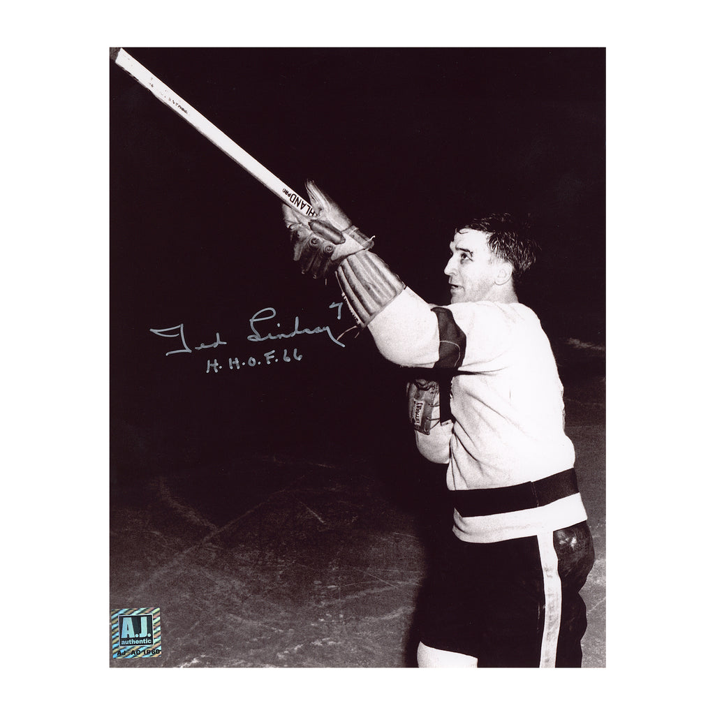 Ted Lindsay Detroit Red Wings Signed With Hall of Fame Note 8x10 Photo | AJ Sports.