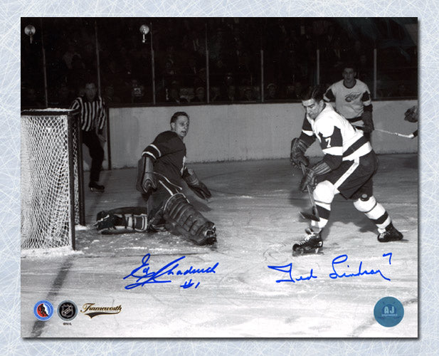 Ted Lindsay & Ed Chadwick Dual Signed Maple Leafs vs Red Wings 8x10 Photo | AJ Sports.