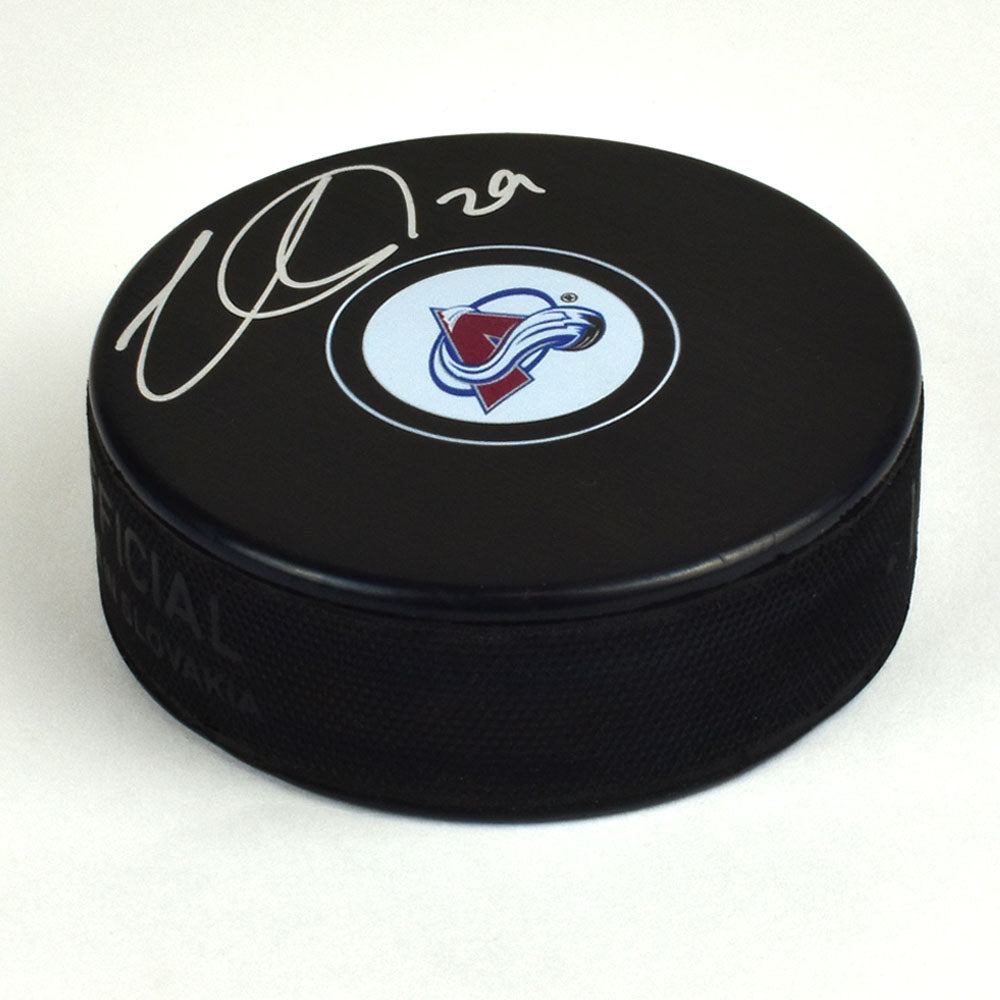 Nathan MacKinnon Colorado Avalanche Autographed Hockey Puck | AJ Sports.