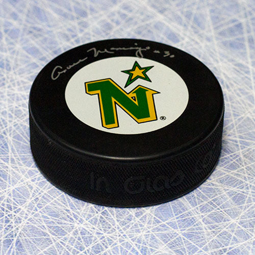 Cesare Maniago Minnesota North Stars Autographed Hockey Puck | AJ Sports.