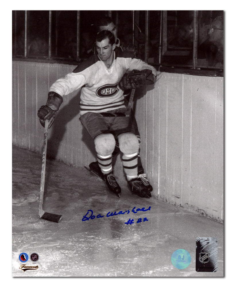 Don Marshall Montreal Canadiens Autographed Black & White Action 8x10 Photo | AJ Sports.