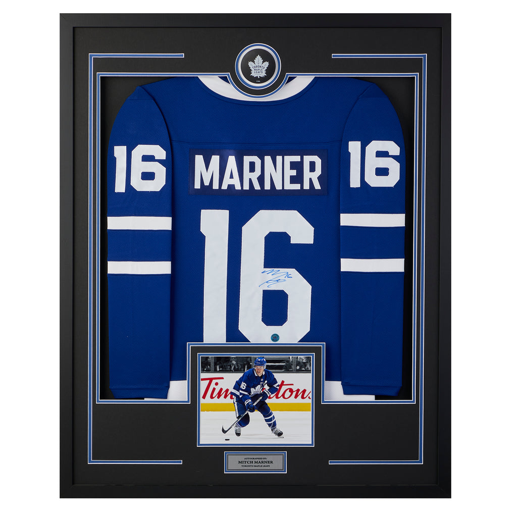 Mitch Marner Toronto Maple Leafs Signed 36x44 Framed Jersey Display | AJ Sports.