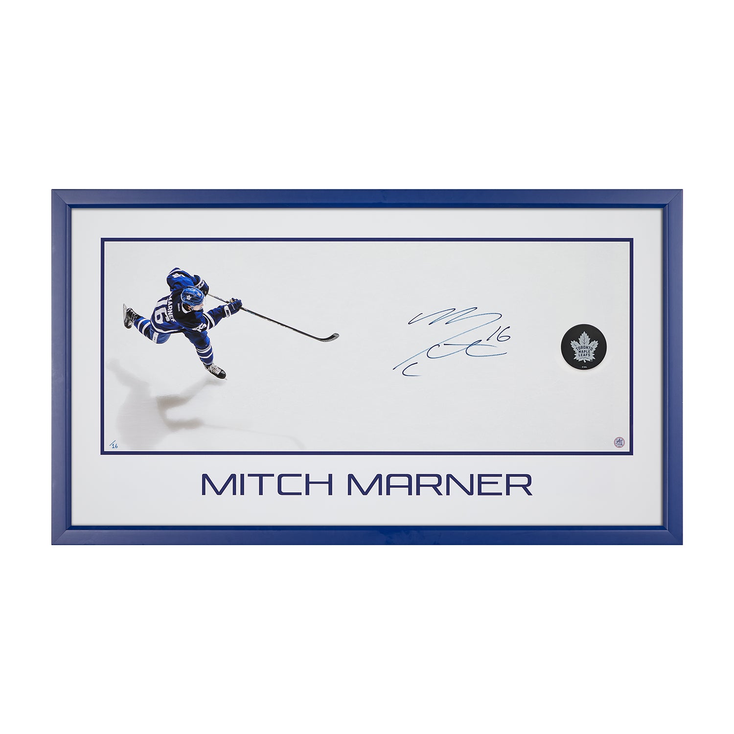 Mitch Marner Signed Toronto Maple Leafs Slapshot 35x14 Frame | AJ Sports.