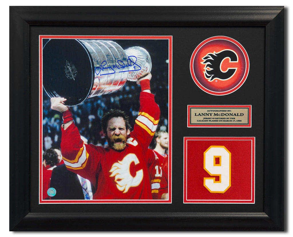 Lanny McDonald Calgary Flames Signed 20x24 Retired Number Frame | AJ Sports.
