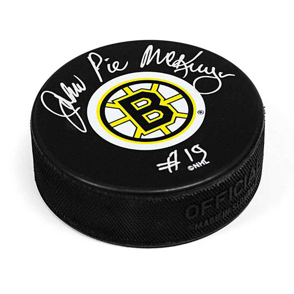 John Pie McKenzie Boston Bruins Autographed Hockey Puck | AJ Sports.