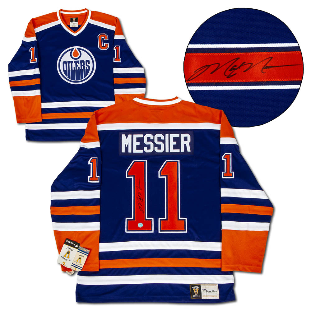 Mark Messier Autographed Edmonton Custom Blue Hockey Jersey - JSA