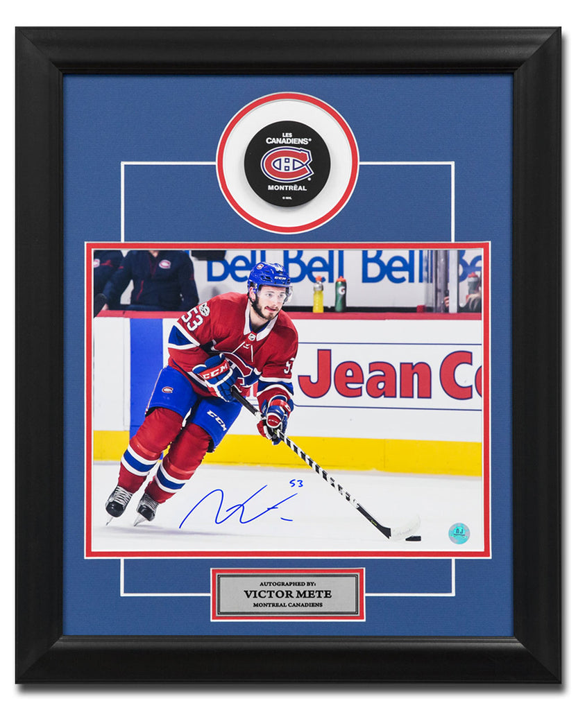 Victor Mete Montreal Canadiens Autographed Hockey 20x24 Puck Frame | AJ Sports.