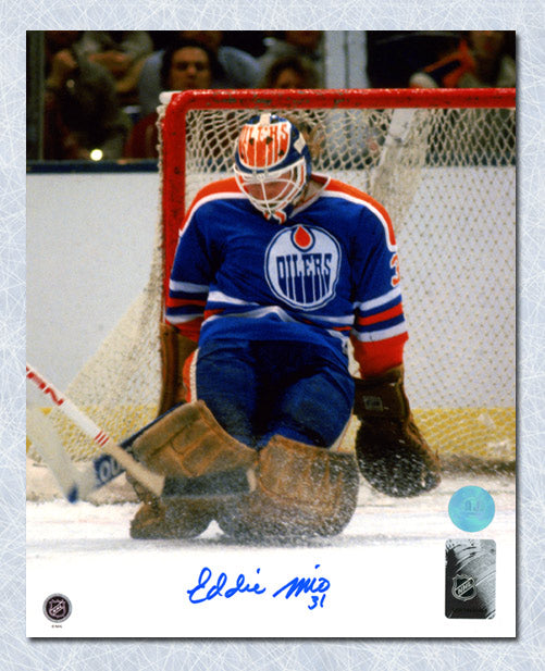 Eddie Mio Edmonton Oilers Autographed Hockey Goalie 8x10 Photo | AJ Sports.