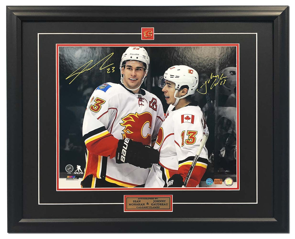 Sean Monahan & Johnny Gaudreau Dual Signed Calgary Flames Stars 26x32 Frame | AJ Sports.