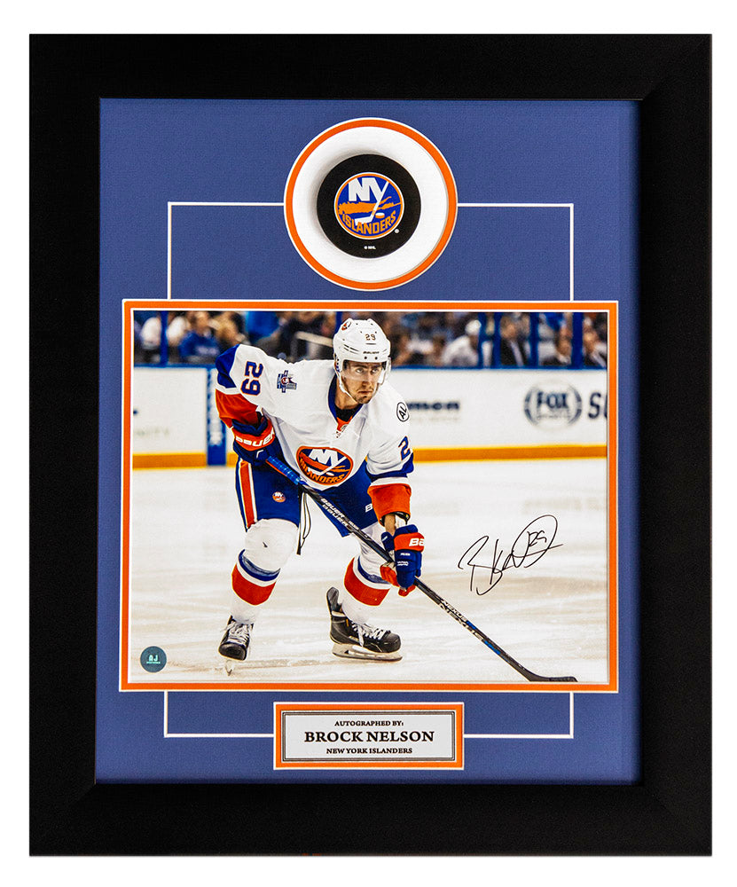 Brock Nelson New York Islanders Autographed Hockey 20x24 Puck Frame | AJ Sports.