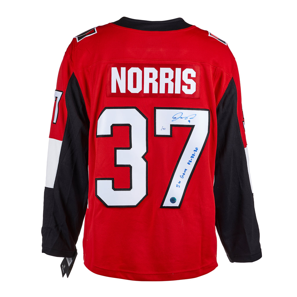 Josh Norris Ottawa Senators Signed & Dated 1st Game Fanatics Jersey #/38 | AJ Sports.