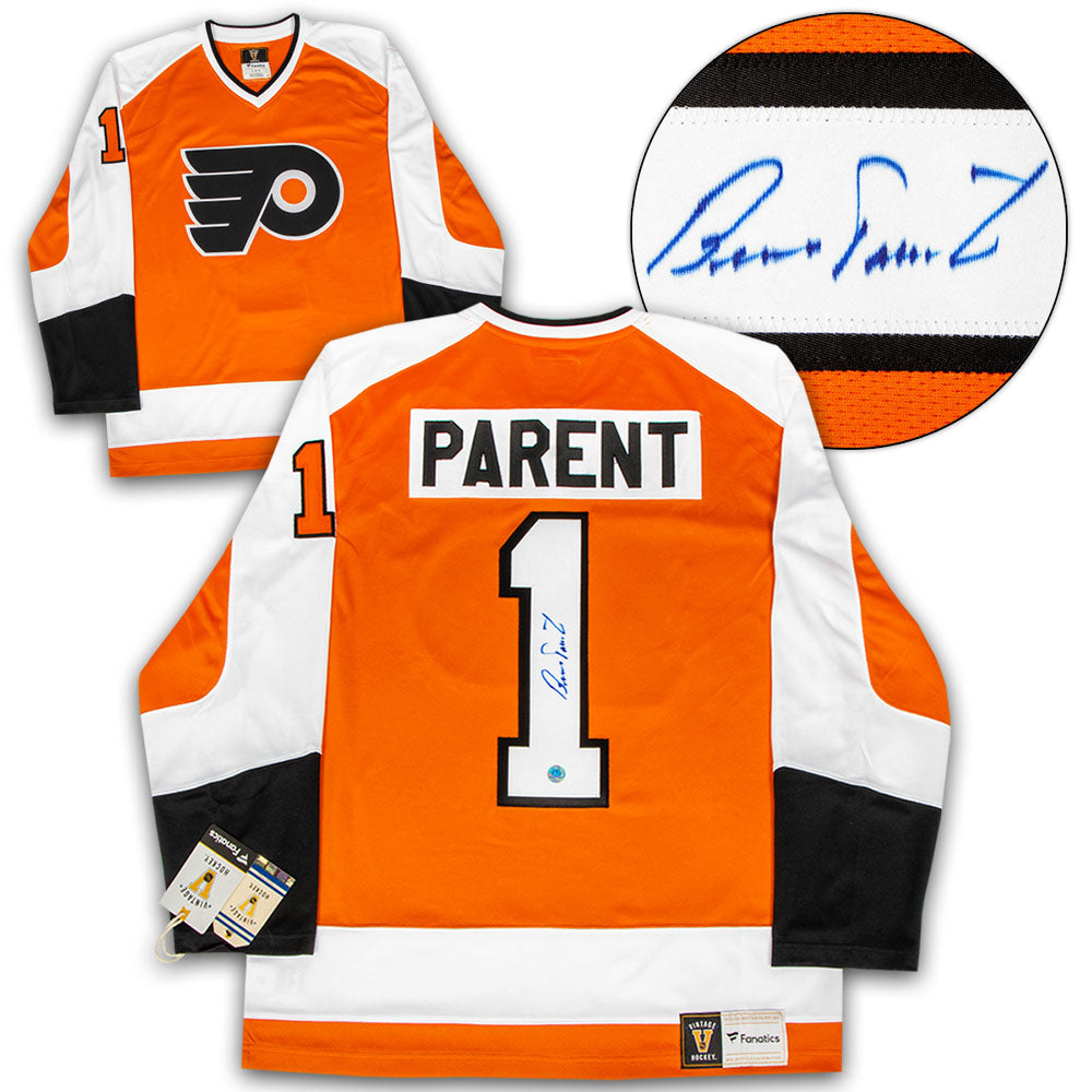 Bernie Parent Philadelphia Flyers Signed Retro Fanatics Jersey | AJ Sports.