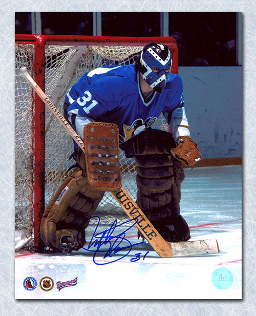 Michel Plasse Pittsburgh Penguins Autographed Goalie Mask 8x10 Photo | AJ Sports.