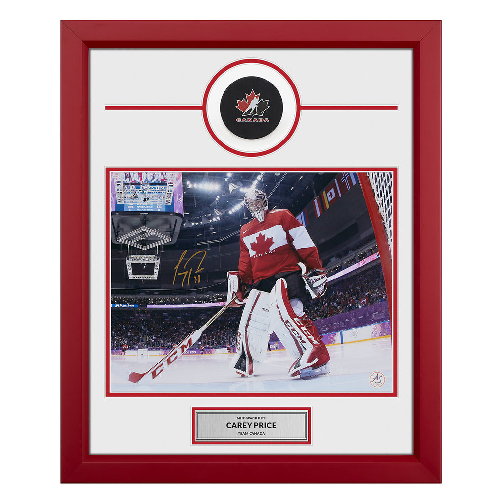 Carey Price Team Canada Autographed Olympic 20x24 Puck Frame | AJ Sports.