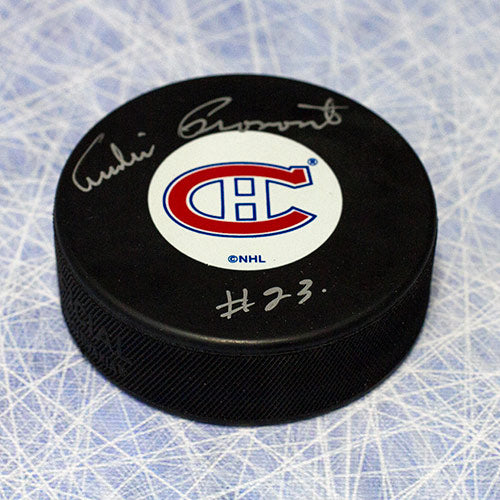 Andre Pronovost Montreal Canadiens Autographed Hockey Puck | AJ Sports.