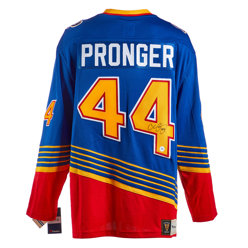Chris Pronger St Louis Blues Autographed Blue Vintage Fanatics Jersey | AJ Sports.