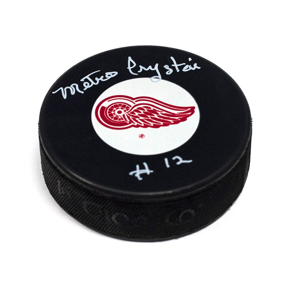 Metro Prystai Detroit Red Wings Autographed Original Six Hockey Puck | AJ Sports.